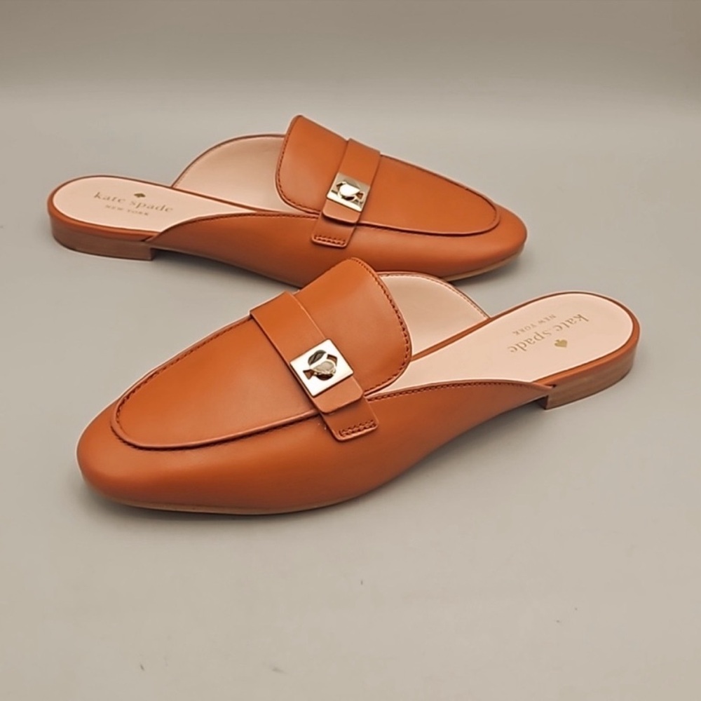 Kate Spade Orange Mules with Gold Accent